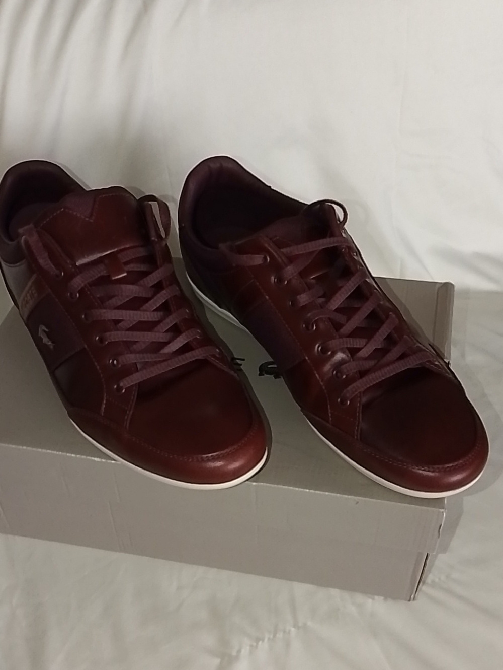 Lacoste Chaymon Men’s Brown Leather Casual Sneakers - Size 12